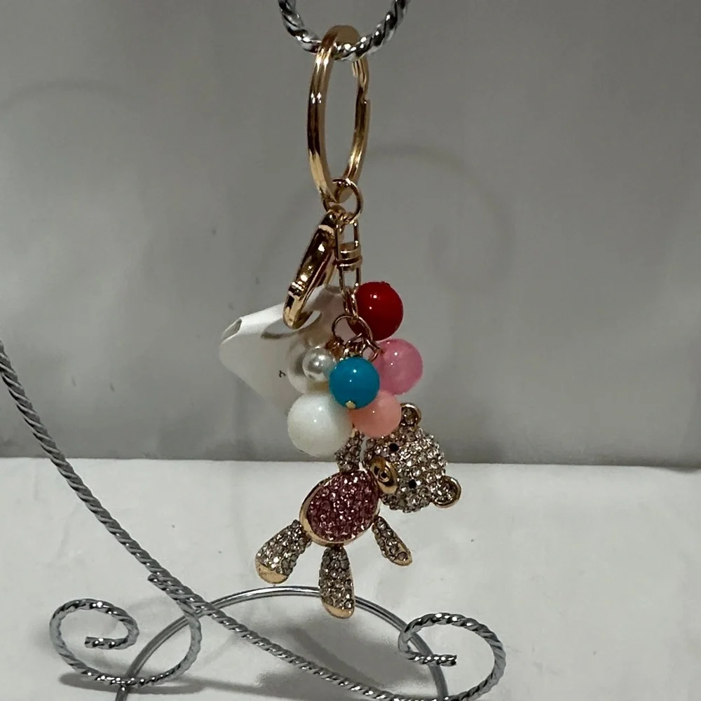 Colorful Teddy Bear Keychain NWT